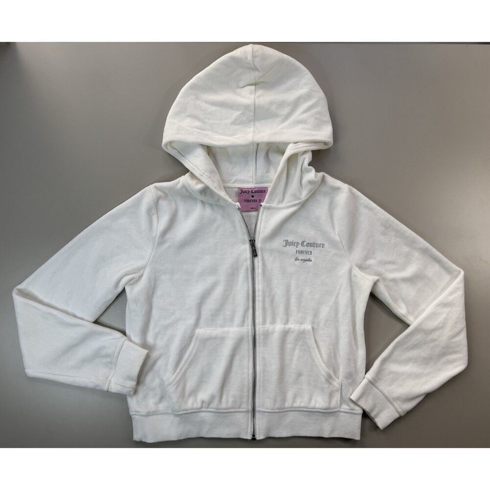 Juicy Couture Womens Zip Up Size L Forever 21 Velour Track Y2K Rhinestone Bling - Picture 2 of 15